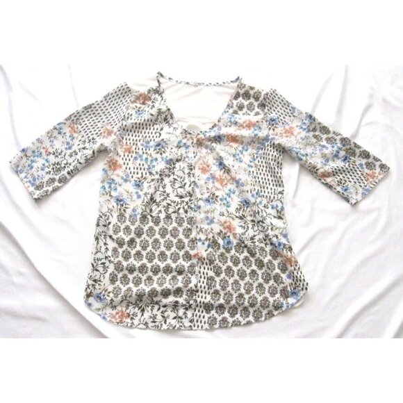 Women Piphany Tunic Floral Pattern Polyester Long Sleeve Top Blouse Sz M (WB117) - Picture 1 of 8